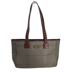 Vintage 1980s Polo Ralph Lauren Glen Plaid Shoulder Overnight‎ Zip Tote Handbag